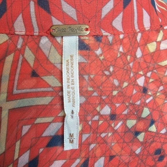 Free People orange button front blouse size Medium - Picture 5 of 5